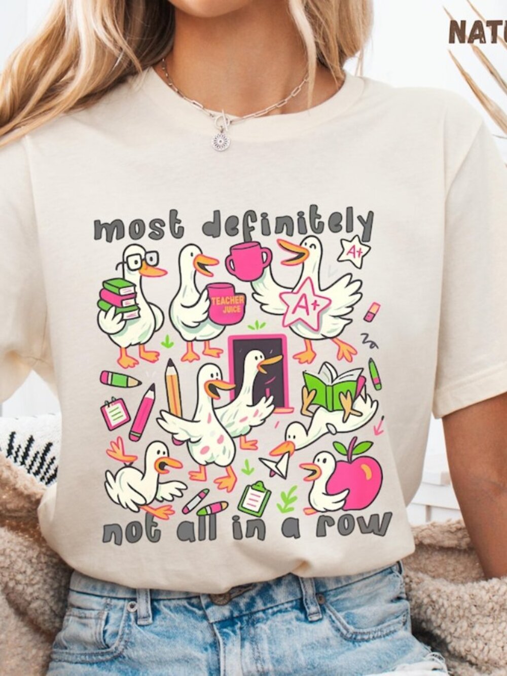 Funny Goose Teacher T-Shirt, Back To School Women Tee